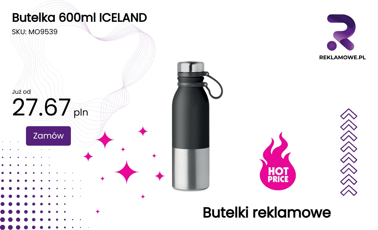 Butelka 600ml ICELAND z przezroczystego plastiku