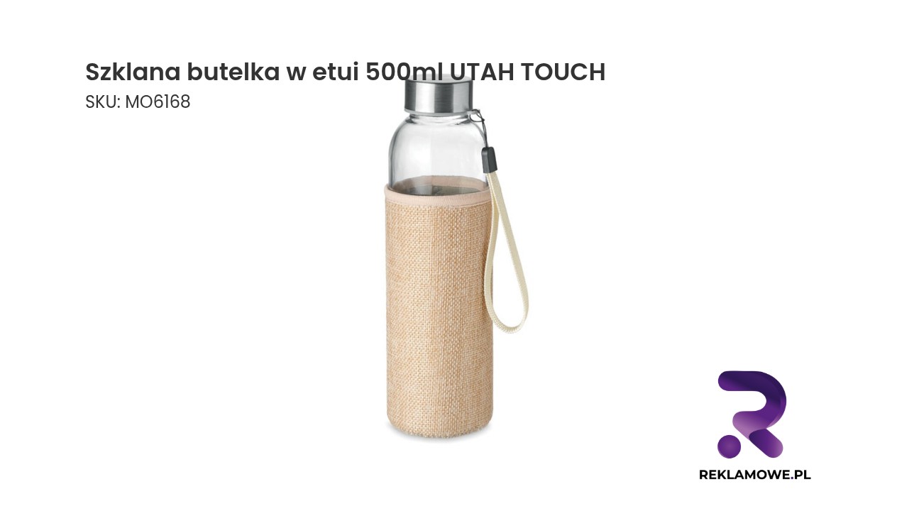 Szklana butelka 500 ml UTAH TOUCH w stylowym etui