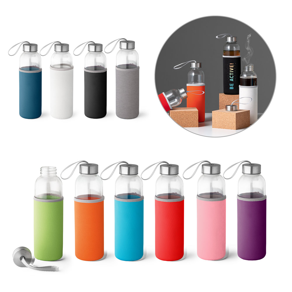 RAISE. Butelka sportowa ze szkła i stali nierdzewnej 520 ml 94646_set