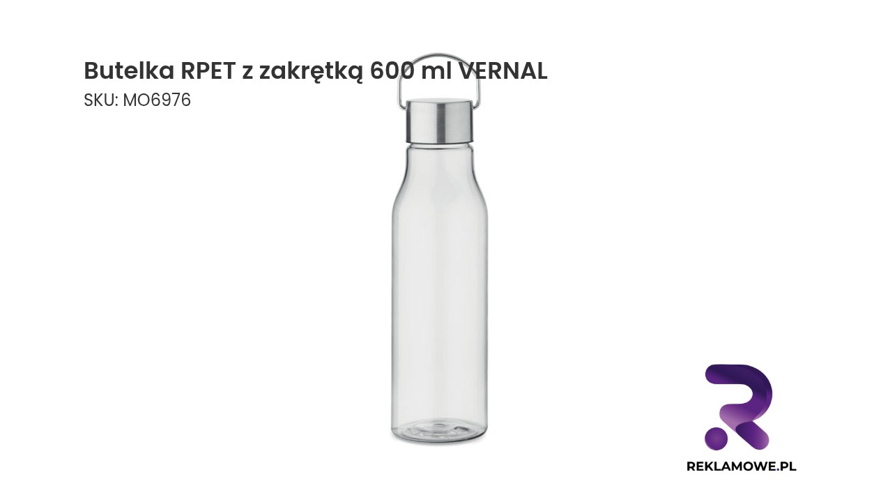 Butelka RPET z zakrętką o pojemności 600 ml, model VERNAL