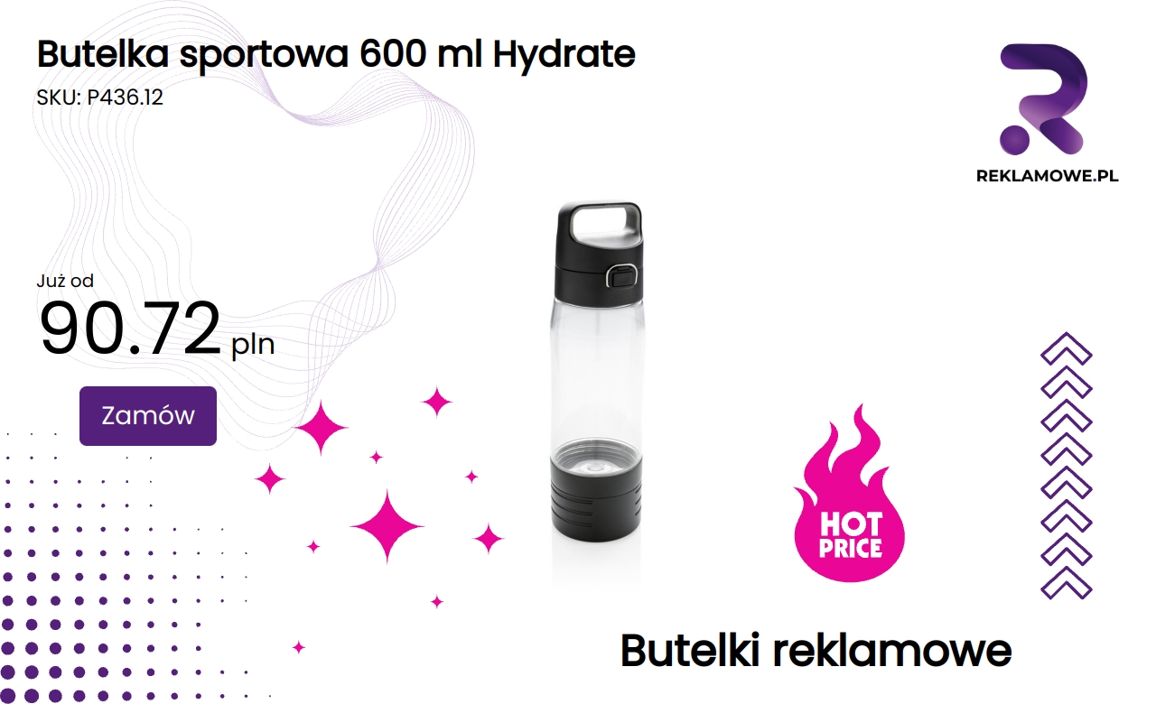 Butelka sportowa Hydrate o pojemności 600 ml