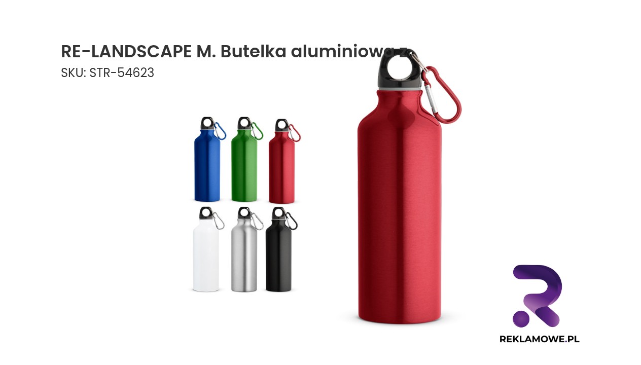 RE-LANDSCAPE M. Butelka aluminiowa z recyklingu z karabińczykiem 530 ml RE-LANDSCAPE M. Butelka aluminiowa z - zdjęcie produktu
