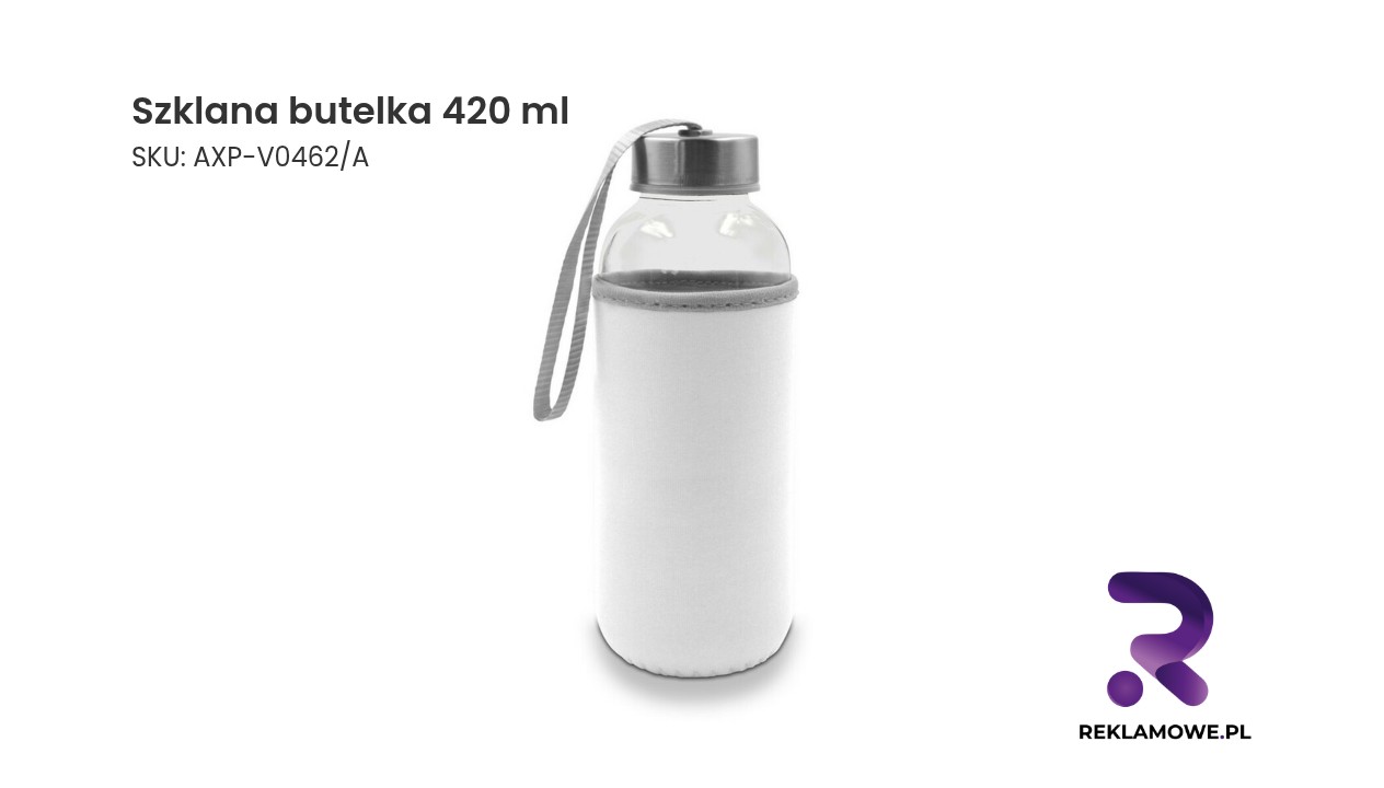 Szklana butelka 420 ml Szklana butelka 420 ml do wielokrotnego użytku